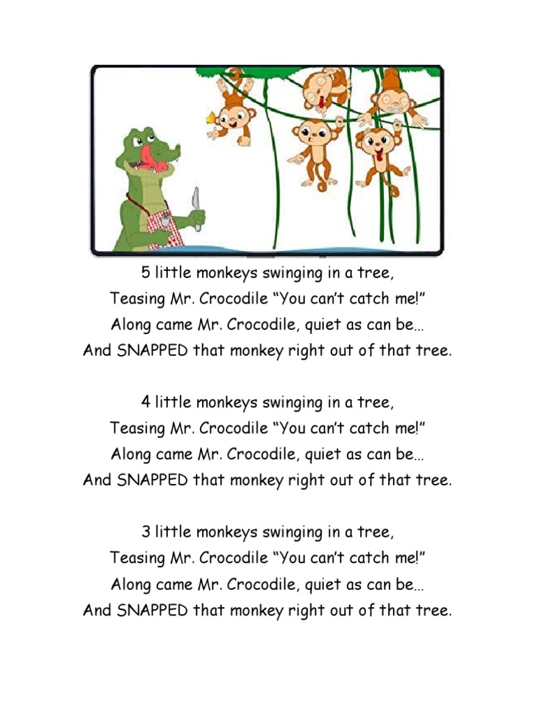 5 Little Monkeys Swinging in A Tree PDF