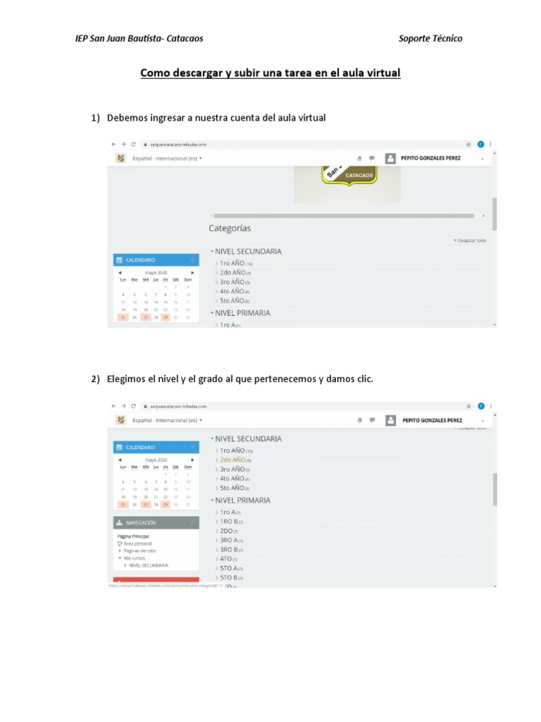 Cómo subir tareas al aula virtual | PDF