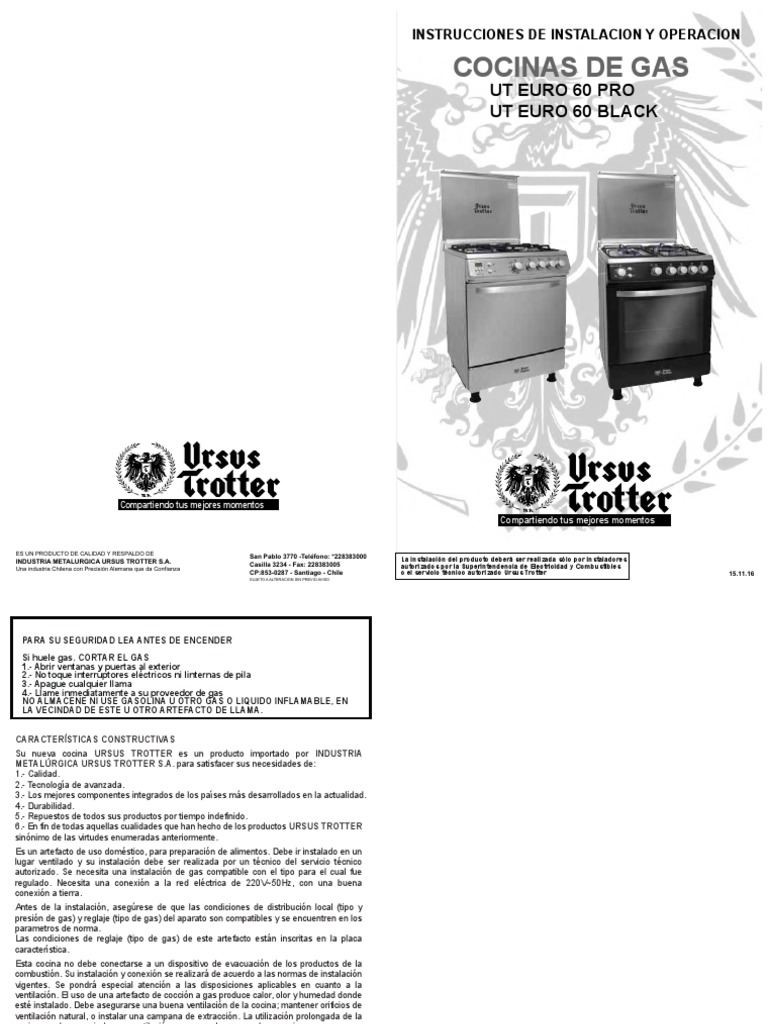 Manual Cocina EURO60 PRO, PDF, Estufa de cocina
