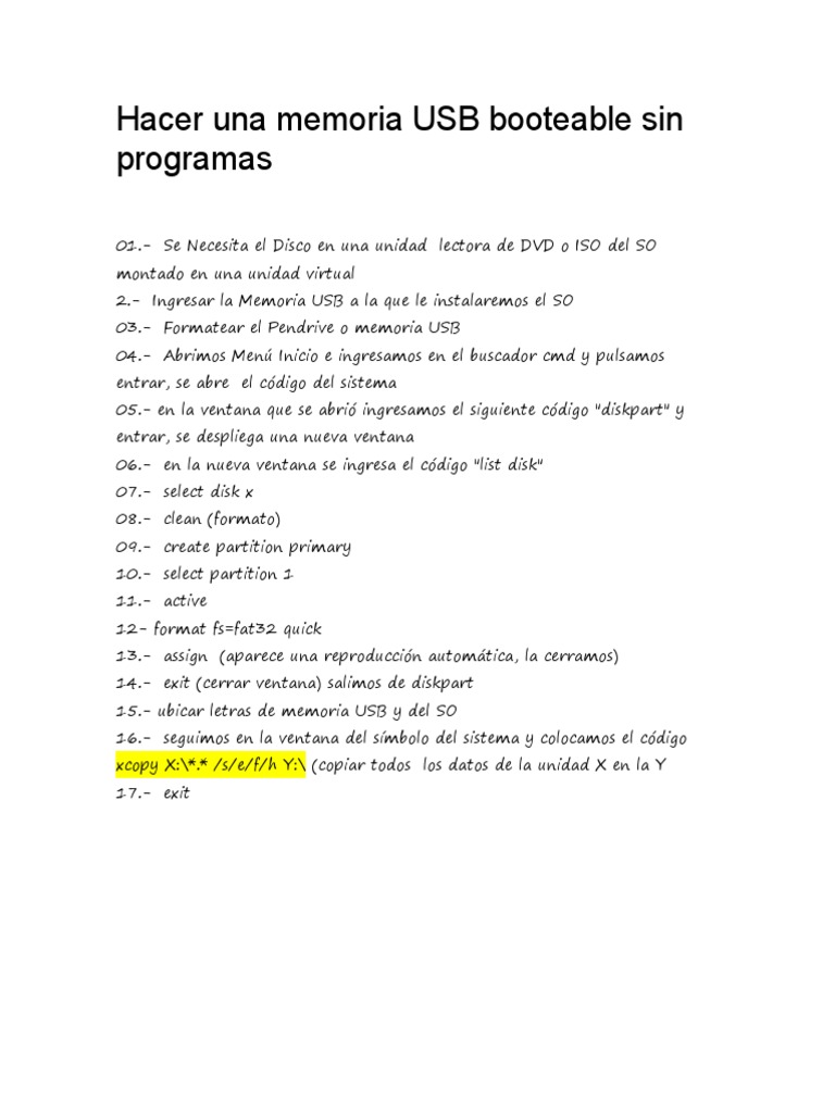 Hacer Una Memoria USB Booteable Sin Programas | PDF | Juegos y actividades