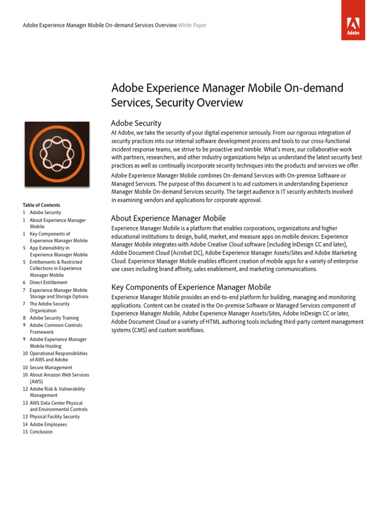 Aem Mobile Security Overview | PDF | Amazon Web Services | Data Center