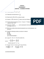 Class Ix Assignment Chapter - 1 Number Systems