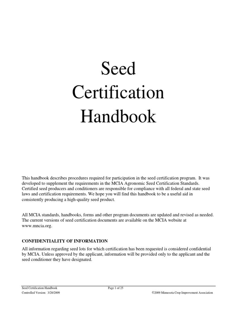 Seed Certification Procedures Handbook | PDF | Seed | Soybean