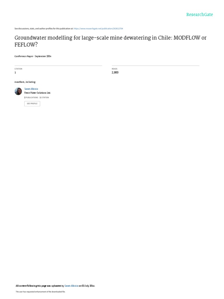 Groundwater Modelling For Large Scale Mine Dewatering In Chile Modflow