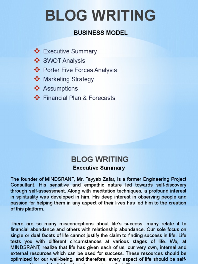 Blog Writing Business Model For Beginner | PDF | Marketing Strategy ...