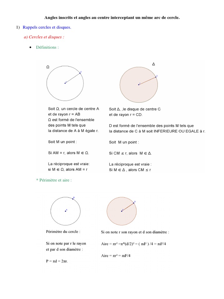 Angles inscrits et angles au centre | PDF | Angle | Cercle