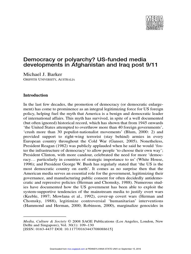 Democracy or Polyarchy? US-funded Media Developments in Afghanistan and ...