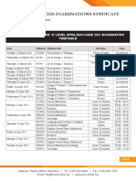 Cambridge - Hsc/gce A' Level April/may/june 2021 Examination Timetable