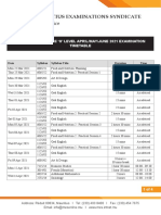 Cambridge - Sc/gce O' Level April/may/june 2021 Examination Timetable