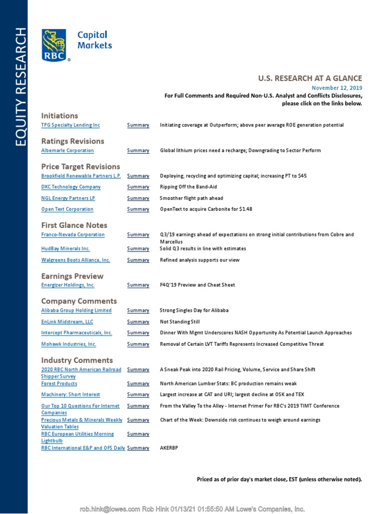 RBC - ARCC - Initiation - Research at A Glance - 17 Pages | PDF |  Competitive Advantage | Valuation (Finance)
