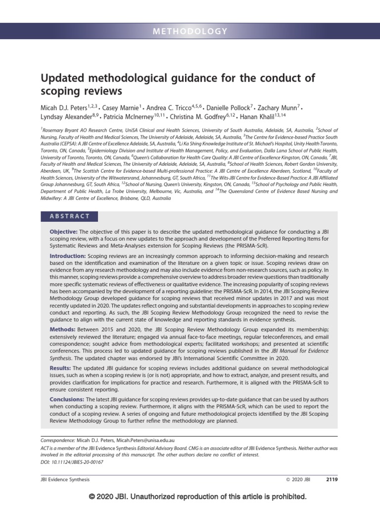 Updated Methodological Guidance For The Conduct of Scoping Reviews ...