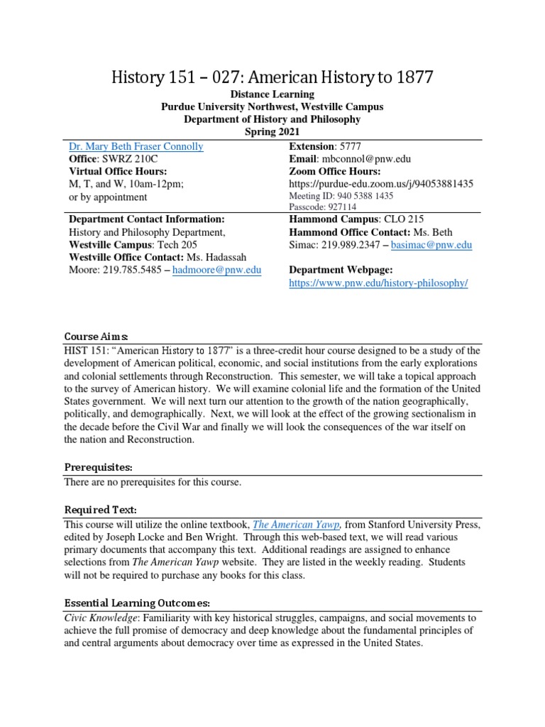 American History to 1877 Course Guide | PDF | Academic Integrity ...