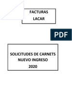 Facturas y solicitudes de carnets LACAR 2020-2019