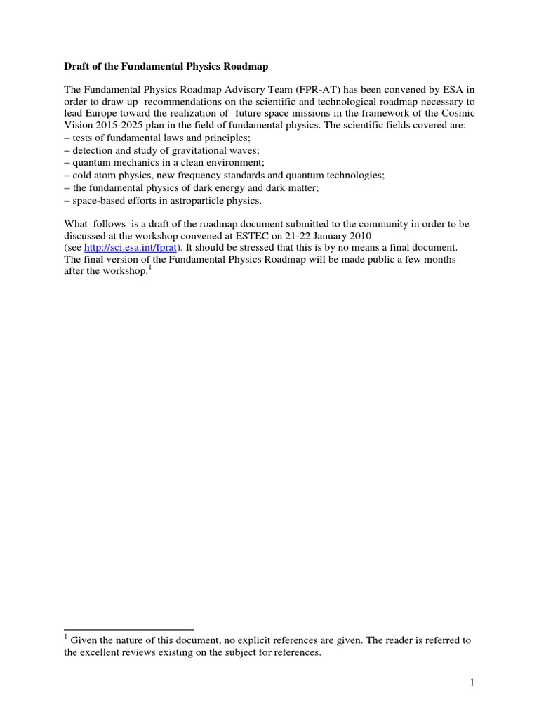Fundamental Physics Roadmap Draft | PDF | General Relativity | Dark Matter