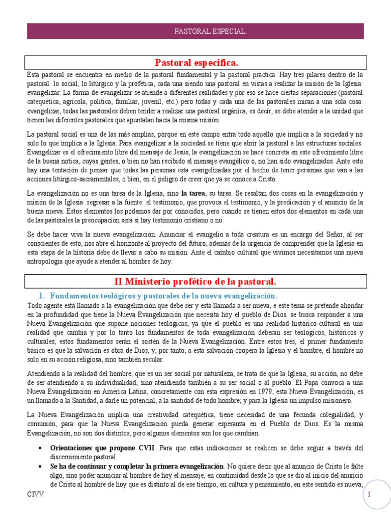Fundamentos de la Pastoral en la Iglesia | PDF | eucaristía | Iglesia ...