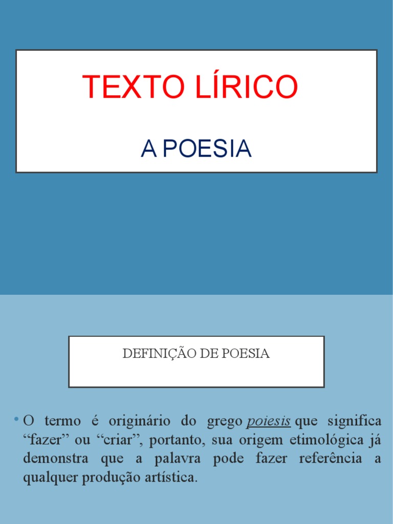 Texto Lírico - A Poesia (Blog8 10-11) | PDF | Poesia
