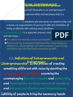 Chapter One: Entrepreneurship: Definitions of Entrepreneurship and Entrepreneur