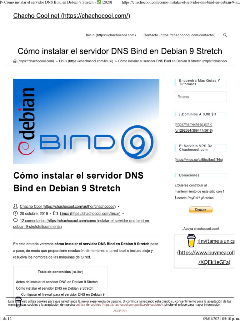 Cómo Instalar El Servidor DNS Bind en Debian 9 Stretch - (2020) | PDF ...