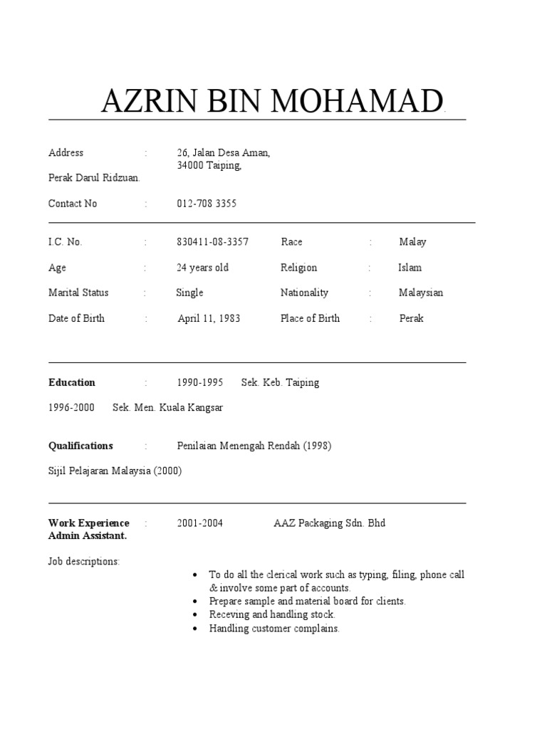 RESUME-Sample SPM