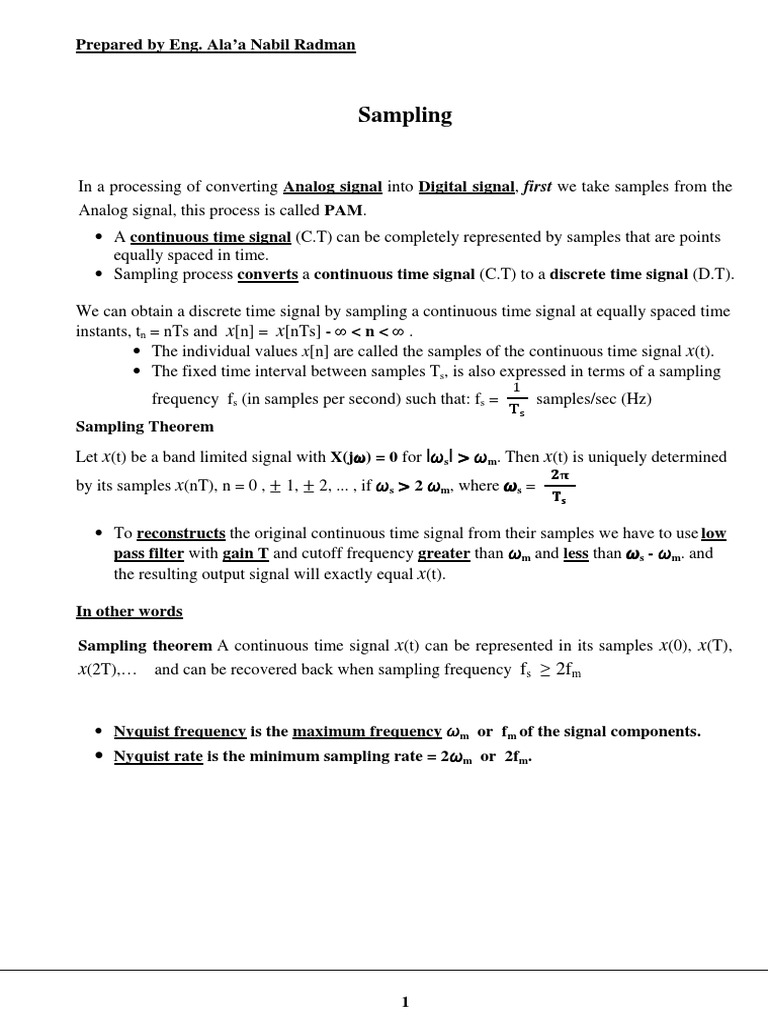 Laplace Transform and Sampling | PDF | Sampling (Signal Processing ...