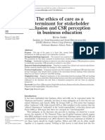 The Ethics of Care As A Determinant For Stakeholder Inclusion and CSR Perception in Business Education