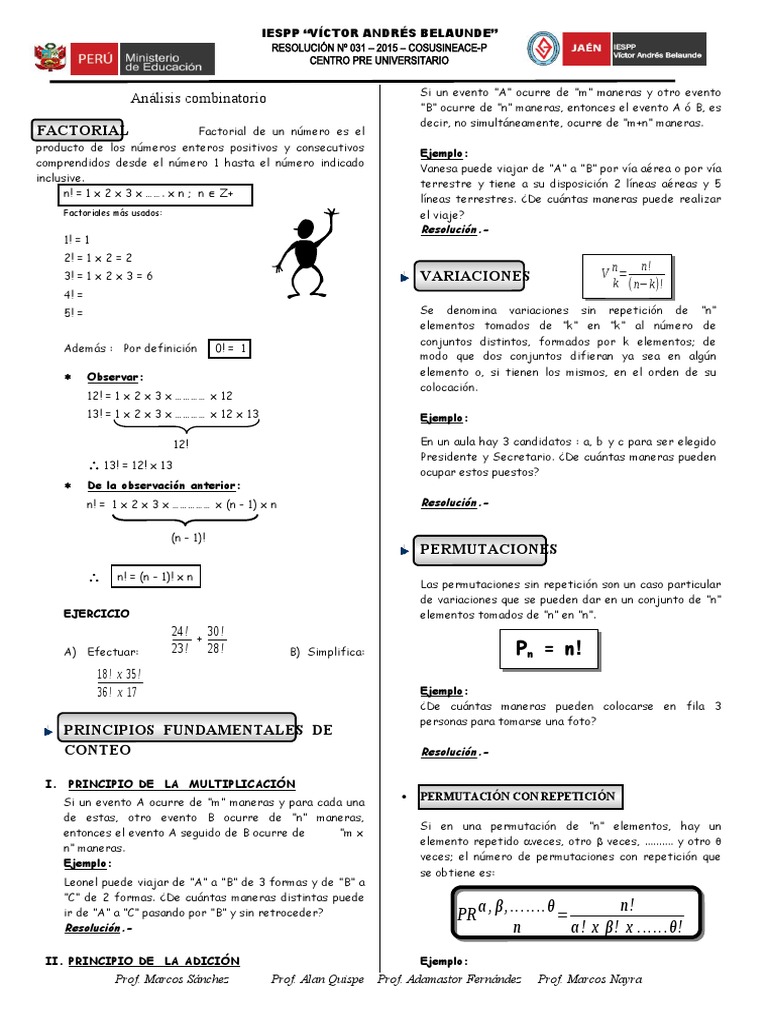 Ejercicios de Combinatoria para Primaria | PDF | Permutación | Teoría ...