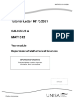 Tutorial Letter 101/0/2021: Calculus A