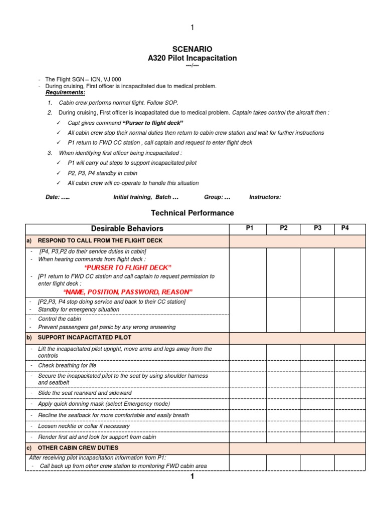 A320 Pilot Incapacitation Procedures | PDF | Flight Attendant | Aviation