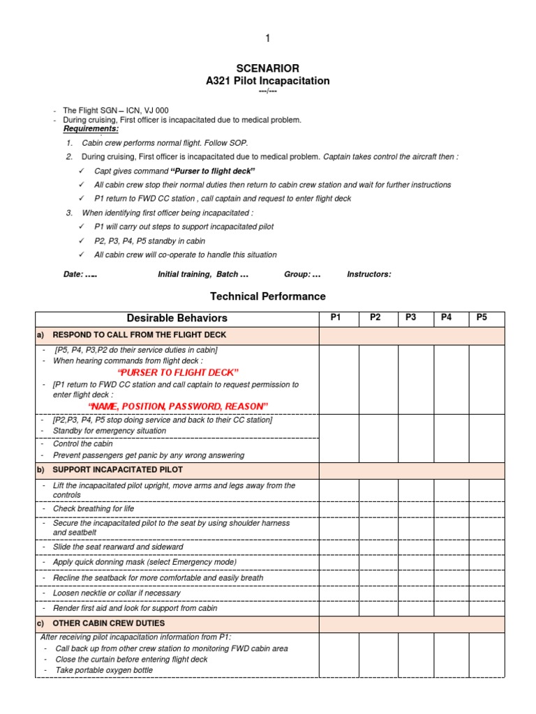 A321 Pilot Incapacitation Guide | PDF | Flight Attendant | Aerospace