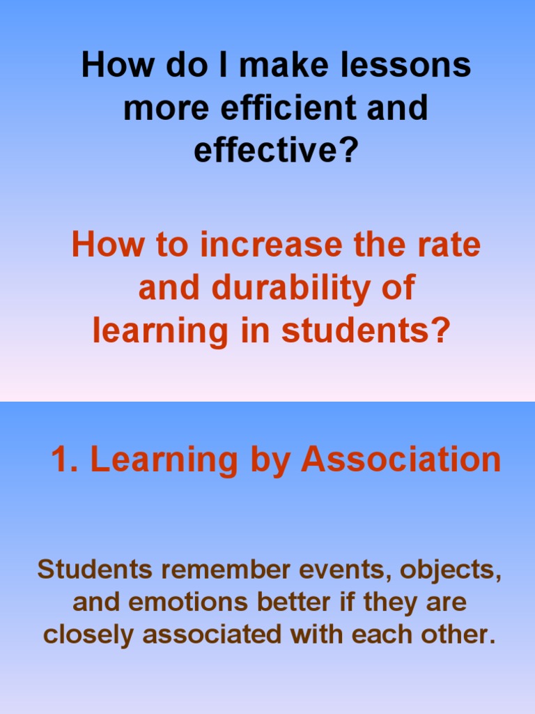 How Do I Make Lessons More Efficient and Effective?: How To Increase ...