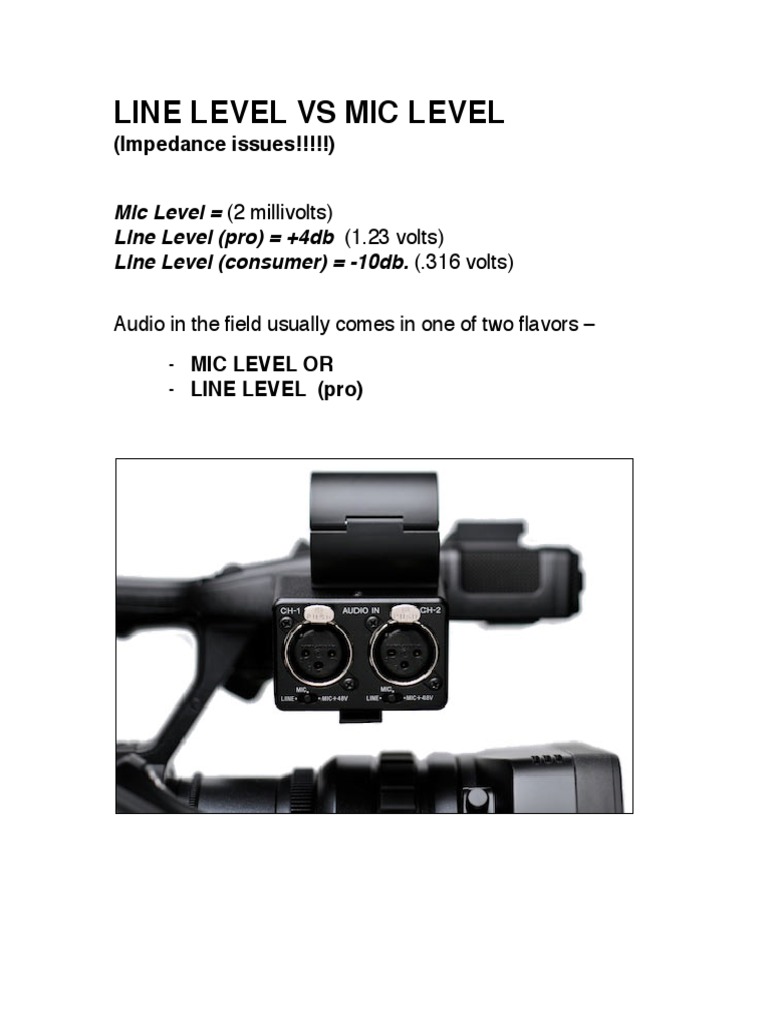 Understanding Impedance Issues A Guide to Mic Level, Line Level, and