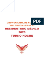 Residentado Médico 2020 Turno Noche: Cronograma de Clases Villamedic (Fase Ii)