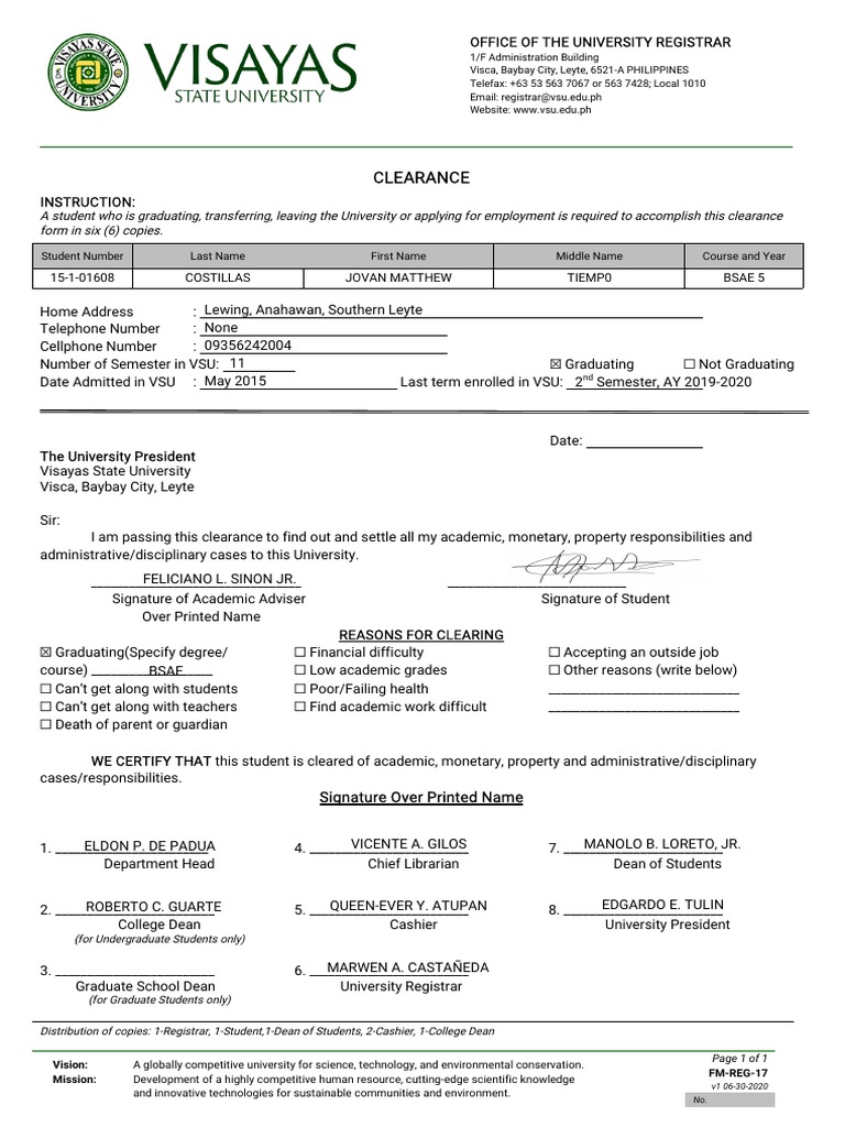 FM REG 17 Clearance - v1 06 30 2020 | PDF