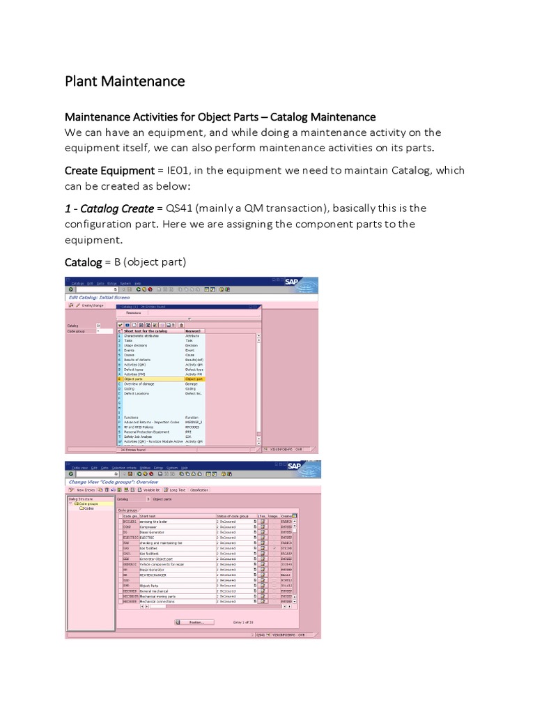 Catalog Maintenance in Plant Maintenance | PDF | Software Engineering ...