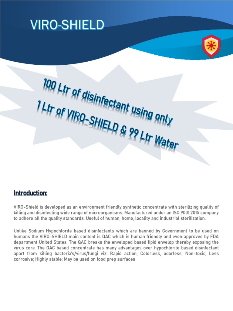 Brochure & MSDS VIRO - SHIELD | PDF | Disinfectant | Personal ...