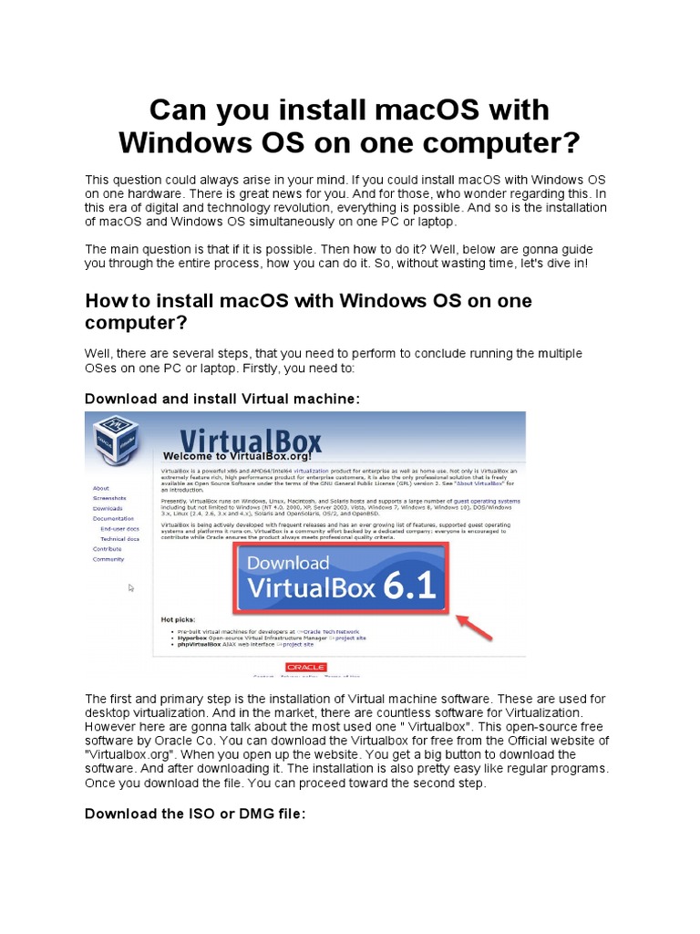 How To Install Macos With Windows Os On One Computer? | PDF | Mac Os ...