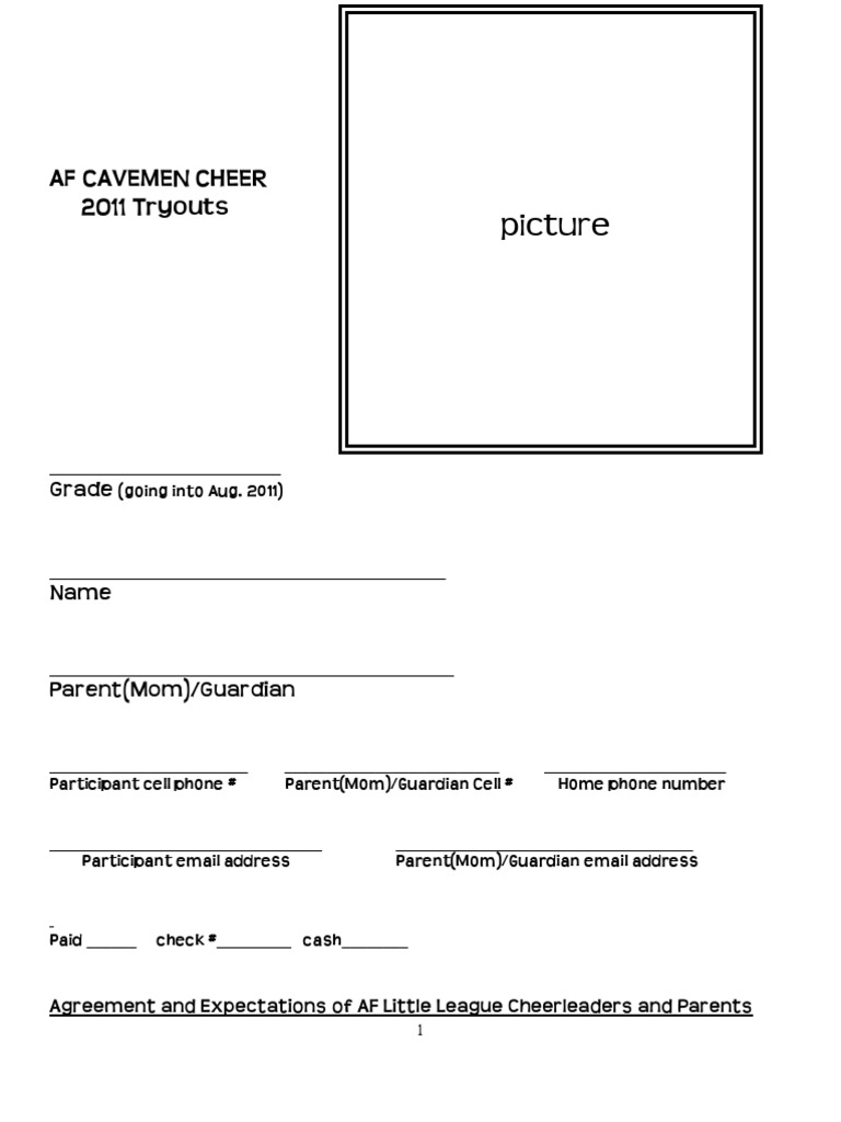 AF Cheer Tryouts & Guidelines | PDF | Cheerleading | Legal Guardian