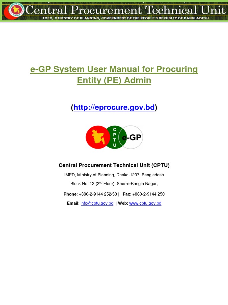 e-GP User Manual for PE Admin | PDF | Password | User (Computing)
