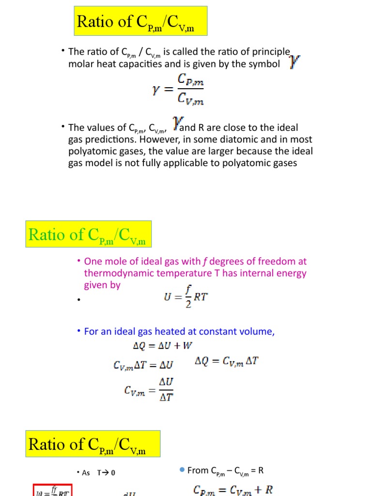CP and CV Ratio in Thermodynamics | PDF | Science & Mathematics
