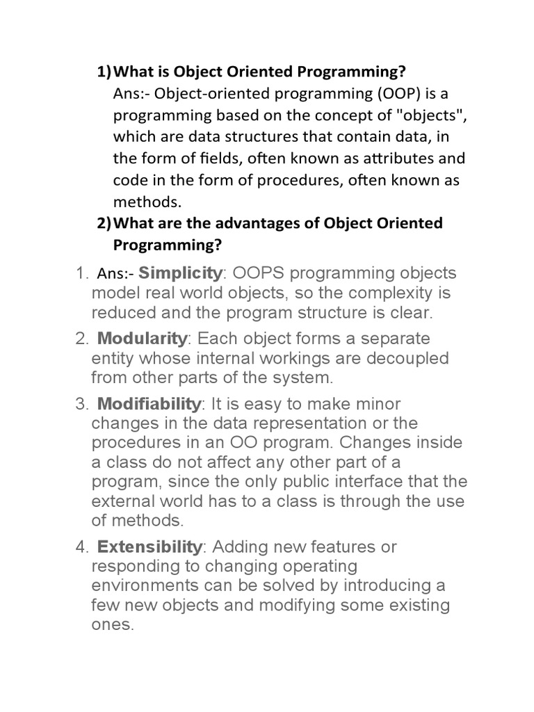 Object Oriented Programming Interview Questions & Answers | PDF ...