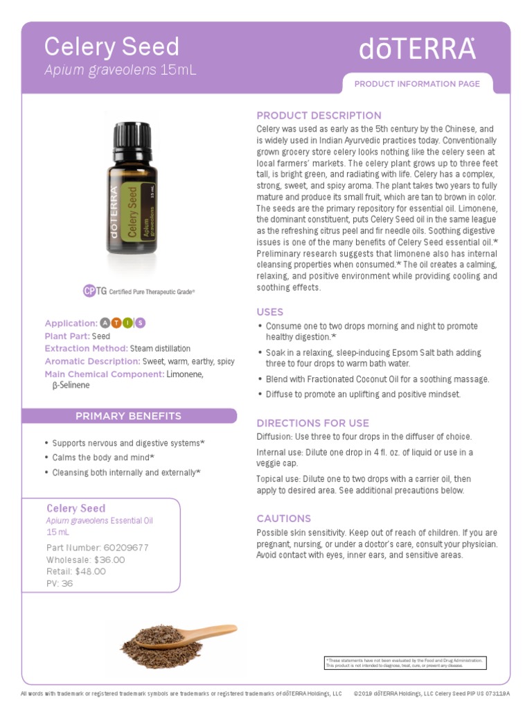 Doterra Celery Seed Essential Oil PDF Celery Essential Oil