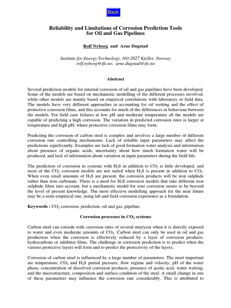 Corrosion Prediction Models for Pipelines | PDF | Corrosion | Iron