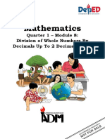 Mathematics: Quarter 1 - Module 8: Division of Whole Numbers by Decimals Up To 2 Decimal Places