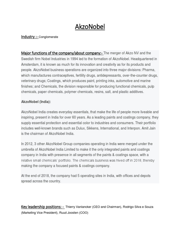 Akzo Nobel | PDF | Industries | Business