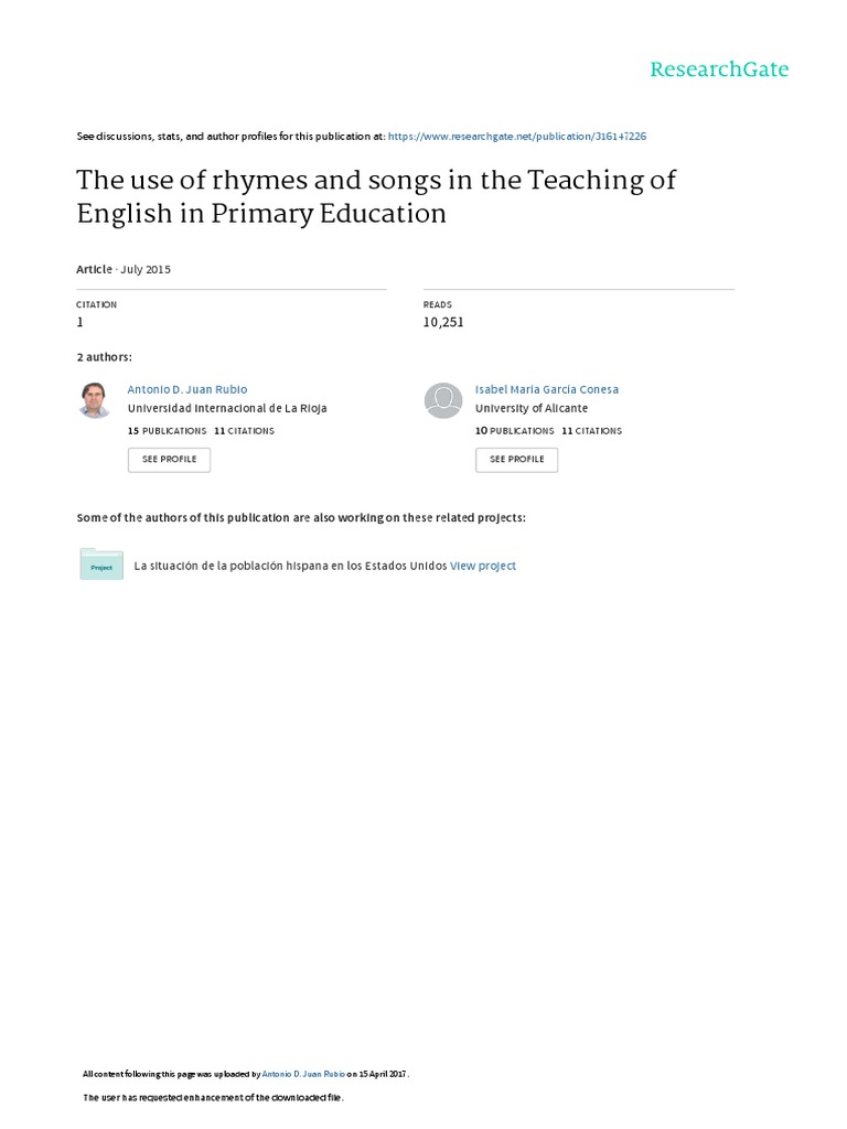 1.the Use of Rhymes and Songs in The Teaching of English in Primary ...
