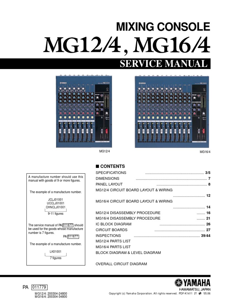 Mixing Console: Service Manual | PDF | Audio Engineering