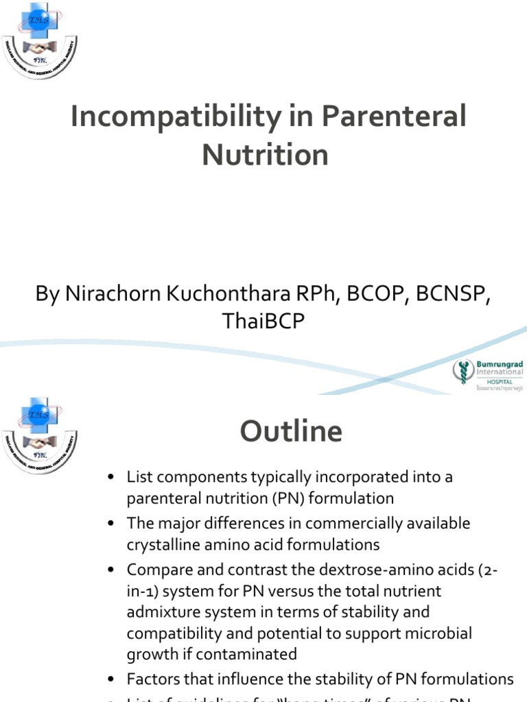 Incompatibility in Parenteral Nutrition - 8 July 2016 | PDF | Vitamin | Fat
