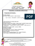 Ecole Al Fadila Maternelle - Primaire - Collège Année Scolaire: 2018/2019 Fournitures: La Moyenne Section 4/5 Ans Programme de Français
