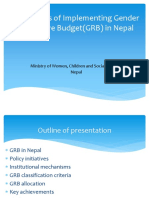 Experiences of Implementing Gender Responsive Budget (GRB) in Nepal