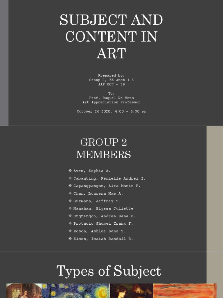 Subject and Content in Art Appreciation | PDF | Still Life | Visual Arts